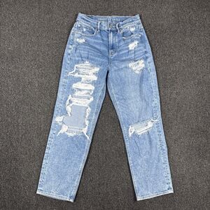 American Eagle Jeans Blue Denim Highest Rise 90s Boyfriend Size 4 Regular